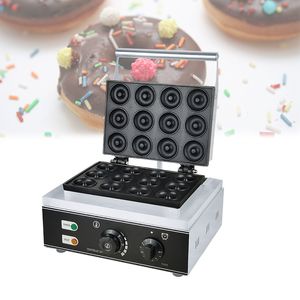 Electric Donut Waffle Maker Mini Commercial Donut Making Machines gör 12 munkar, non-stick belagd