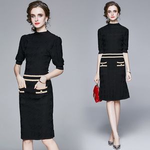 女性の半袖セータードレスのカジュアルな秋のセーターOネックプル特大のニットES 210531