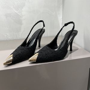Kobiety sukienka buty 2022 wiosna nowy 21SS moda damska buty na wysokim obcasie sandały złoty srebrny łańcuszek sexy metalowy nosek rozmiar: 35-40