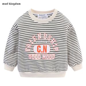 Mudkingdom Kids Sweatshirts with Saying Stripe for Spring Boys Girls Sweatshirt Casual Tops Children Clothes 210615