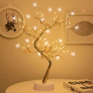 Christmas Decorations DIY Golden Leaf Night Light LED Luminescent Simulation Tree Home Decor USB Firework Atmosphere Lights w-00821