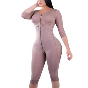 Kadın şekillendirme fajas vücut shapewear iç çamaşırı kalça kaldırıcı şekillendirici kadınlar için uzun kollu karın kontrol meme desteği fermuar