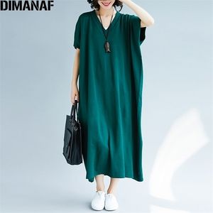 DIMANAF Women Dress Autumn Plus Size Knitted Femme Lady Elegant Sweater V-Neck Batwing Loose Solid Long Fit 5XL 210623