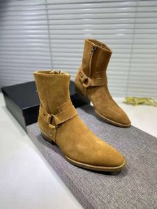 Wholesale tube rivets for sale - Group buy Fashion casual mid tube men s boots top layer frosted cowhide men shoes Nubuck Leather Side zipper Rivet boot without box