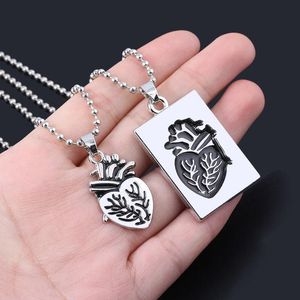 Wholesale valentines day gift couple for sale - Group buy Pendant Necklaces Pair Of Lovers Fashion Puzzle Anatomical Heart Pendants Stainless Steel Chain Couple Collares Women Valentine Day Gift