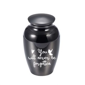 Cremation Jar Pendant Coffin Aluminum Alloy Urn Used For Human/Pet Ashes Memorial With Gift Velvet Bag