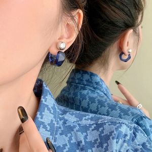 Korea Clear Acrylic Geometric C shaped Hoop Earrings For Women Stud Earrings Party Travel Jewelry Gift