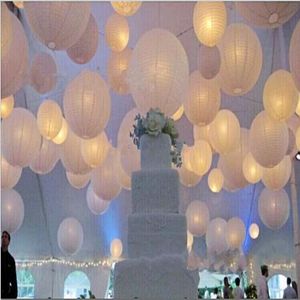 12" 30CM White Theme Wedding Holiday Decorative Hanging LED Paper Lantern With Candle Lights For Party Decoration 20 Pcs/lot