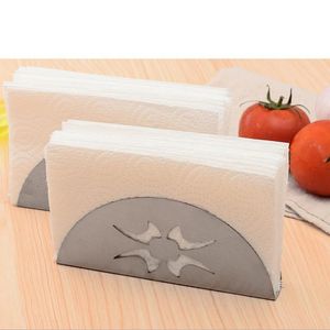 Tissue Boxes & Napkins Stainless Steel Napkin Holder Fan Shaped Clip Rack Box Serviette Organizer Dispenser Storage Case