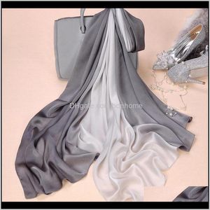 Wraps Hats, Scarves & Gloves Aessories Drop Delivery 2021 Design Luxury Solid Silk Summer Scarf Gradient Dip Dye Women Muslim Hijab Shawl Lon