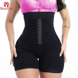 루디 아 여성 허리 트레이너 shapewear 배가 통제 바디 셰이퍼 반바지 반바지 하이 - 허리 엉덩이 리프터 허벅지 슬림 슬리밍 버클 팬티 211029