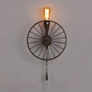 Vägglampa Loft Retro Amerikanskt Industriell Ljus Barber Butik Bar Restaurang Cafe Iron Wheel Pipe Vintage