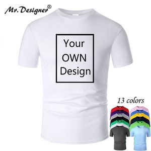 Sua própria marca de design / imagem personalizado homens e mulheres DIY algodão camiseta manga curta t-shirt casual tops Tee 13 cor fc001 210716