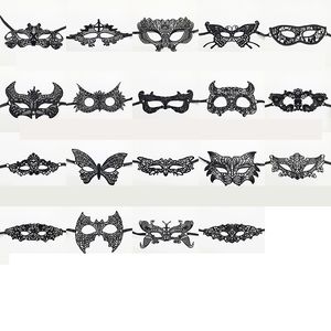 20 sztuk Koronki Party Maska Masquerade, Weneckie Eyemask Sexy Lady Lace Maska na Halloween Carnival All Costume, Black (Unshaped Style)