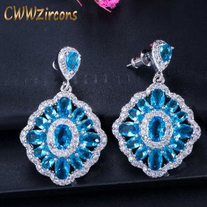 Brand Trendy Gorgeous Big Light Blue Crystal Drop Earrings for Women Wedding Bridesmaid Jewelry Gift CZ340 210714