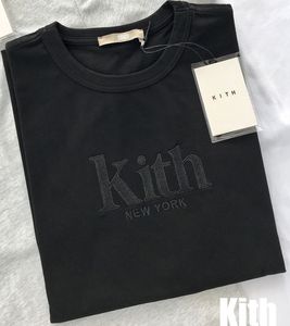 Haft kith t shirt mężczyzn Kobiet Kobietowa koszulka ciemnoniebieska C23