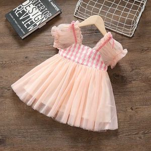 Lato Noworodek Dziewczynek Dress Plaid Princess Sukienki Dla Dziewczyn Odzież Dla Dzieci 1 Rok Urodziny Tutu Dress Toddler Girl Ubrania Q0716