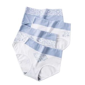 Langsha 4 pcs / lo alta cintura calcinha mulheres algodão emagrecimento underwear bonito cópia sem costura briefs sexy respirável meninas cuecas 211021
