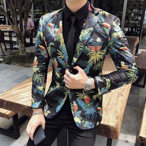 Brand Floral Print Casual Slim Fit Blazer Men Suit Jacket Men Party Prom Stage Wear Wedding Dress Blazers Plus Size 5xl 210527