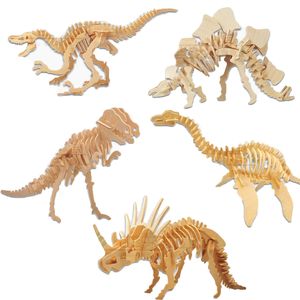 Spielzeug für Kinder Holzpuzzles Dinosaurier-Serie Kinder Jungen Mädchen Lernspielzeug Hobby Geschenk DIY 3D-Puzzle Heimdekoration