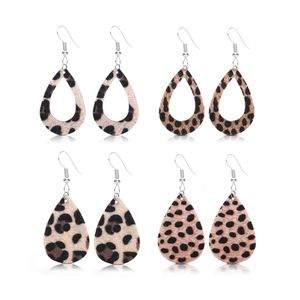 Dangle& chandelier Leopard Print Leather Earring Charms Leaf Teardrop Faux round Earrings Findings for Jewelry stud Making DIY Craft Supplies