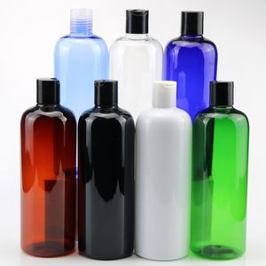 500ml Empty Round Color PET Plastic Bottles with Disk Cap for Shampoo, Lotion, Oils, Shower Gel, Serum