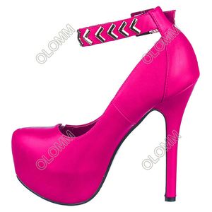 Olomm Handmade Women Platform مضخات الكاحل STILETTO STILETTO Round Toe Tee Pretty 12 Color