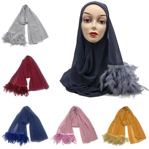 2021 feder Schal Hijabs Plain Blase Chiffon Kopf Wraps Frauen Tücher Neueste Muslimischen Turban 180X70cm 1PC Einzelhandel