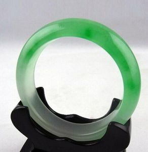 Pulseira genuína Ásia branco/verde jade natural pulseira interna 56 mm-60 mm