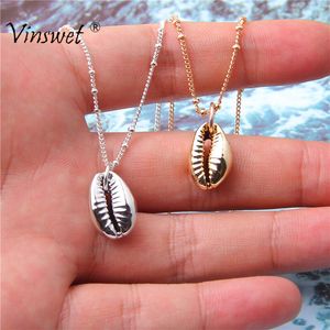 Na moda ouro prata-color conch shell colares para mulheres seashell forma pingente simples seashell oceano praia boho jóias y0301