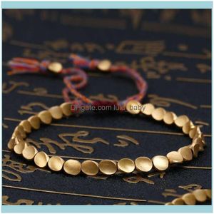 Beaded Bracelets Jewelrybeaded Strands Handmade Tibetan Buddhist Woven Copper Beads Lucky Rope Bracelet For Men And Women Drop Delivery 20