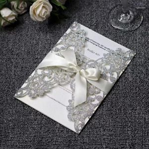20pcs parıltılı kağıt düğün davetiyeleri gümüş altın lazer kesim davet kartı boş iç evrensel kartlar1