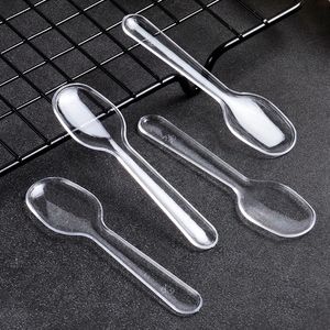 Disponibel transparent plastsked födelsedagsfest tårta efterrätt glass skedar sylt ost scoops kök porslin scoops bh6143 wy