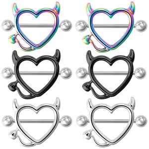 14G Edelstahl Brust Piercing Schmuck Herz Bar Nippel Ringe Schild Abdeckung Barbell Sexy