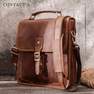 Retro Crazy Horse Leder herren Umhängetasche Multifunktionale Casual männer Messenger Tasche Große Kapazität iPad Computer Tasche