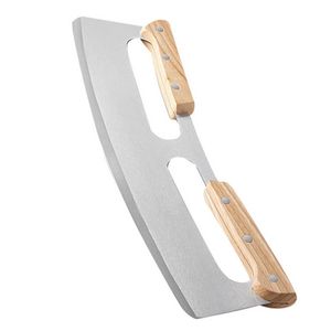 Wholesale pizza cutter with wooden handle resale online - Pizza Cutter Rocker Knives Stainless Steel Double Wooden Handle Inch Upgraded Sharp Pizzas Slicer Knife Chopper With Blade Cover