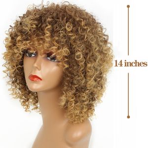 Short Synthetic Wigs Afro Kinky Curly Wig for Women Available Black Natural Afro High Temperature Hairfactory direct