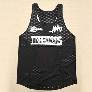 MAN FAST RUNNING NET Andningsbar Vest Speed ​​Suit Professional Atlete Track Field Singlet Customizable 210623