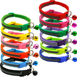 1cm Width Colorful Nylon Reflective Dog Collar Without Leashes For Small Dogs Cat Puppy Necklace With Bell Pet Supplies
