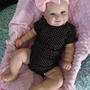 NPK 50/60CM Two Options Reborn Baby Doll Toddler Real Soft Touch Maddie with Hand-Drawing Hair High Quality Handmade Doll 220315
