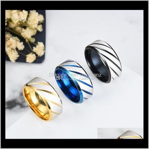 Band Dull Polish Twill Ring Stainless Steel Blue Gold Women Mens Rings Wedding Fashion Jewelry Will And Sandy Gift Niawu Adpzl