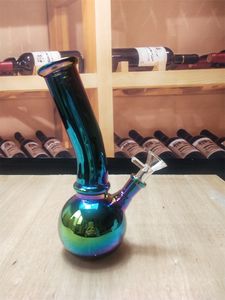 8 tums plätering färgstark färg design glas hookah bong vattenrör dab rig med 14mm skål