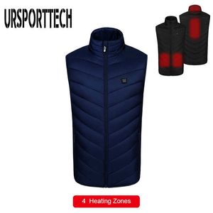 USB Powered Heated Vest Men Smart Electric Heating Jacket Men Women Waistcoat Winter Cycling Fishing Trekking Down Vest 4XL 210528