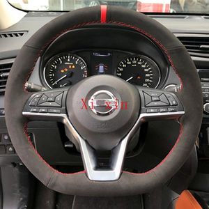 Capas de volante para Qashqai X-Trail Teana Tiida Bluebird Sylphy Camurça de camurça costumada à mão Campa de couro especial