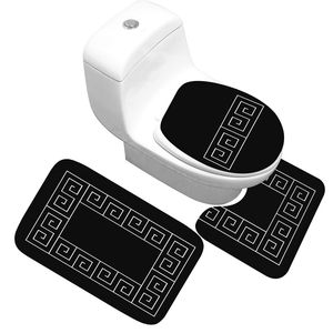 Banyo Mat 3 Parça Set Klasik Desen Tuvalet Kapağı Ayak Pedi Kaymaz Emici Banyo Kapı Paspaslar Flanel Yumuşak Bathr Halı Halı Ürünleri