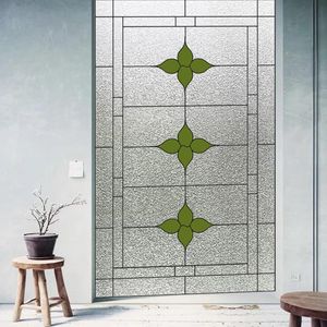 Window Stickers Custom Size Stained Glass Film Non-adhesive Static Cling Vintage Retro Sticker Flower For Kitchen Bathroom Door Cover