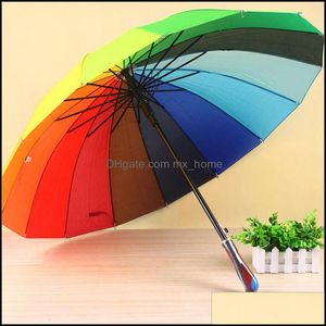 Gear Housekee Organization Home Garden Fashion Colorf Rainbow Paraply Rain Women Brand 24k Windproof Long Handle Paraplyer Strong Frame W