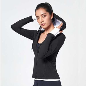 Sportswear Women's Yoga Jacket Autumn and Winter Breathable Slim Fit Long Sleeve Hooded Sweater Outdoor Running Fitness Coat Workout