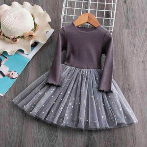 Little Girl Dress Long Sleeve Knit Dresses Children Casual Clothing Kids Baby Girl Clothes 1 to 4 Years Tutu Birthday Party Wear Q0716