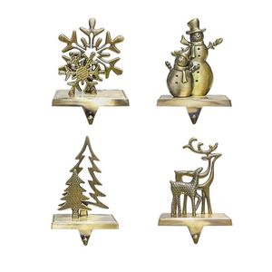 Hooks Rails Christmas Ornamental Hook Metal Kousen Hanger Snowflake Snowman Tree Elk Stocks For Home Living Room Decor